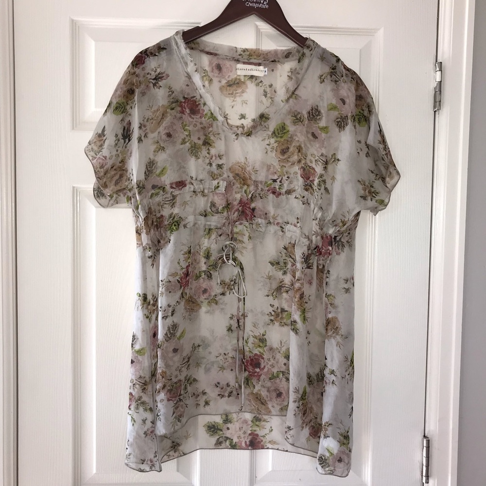 Johnny Was Sheer Silk Top